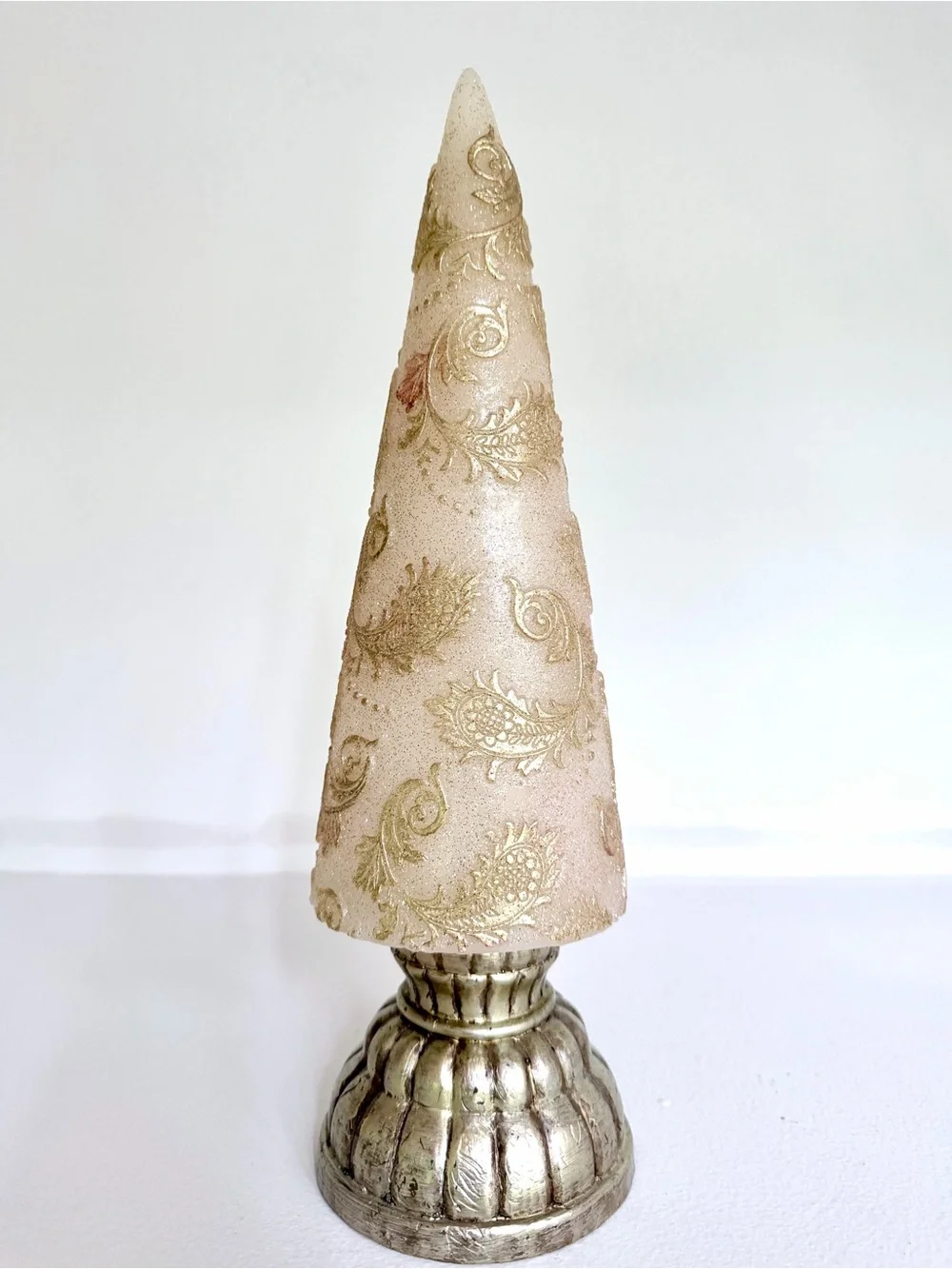 Three Illuminating Gold Wax Holiday Cone Trees - Picture 9 of 16